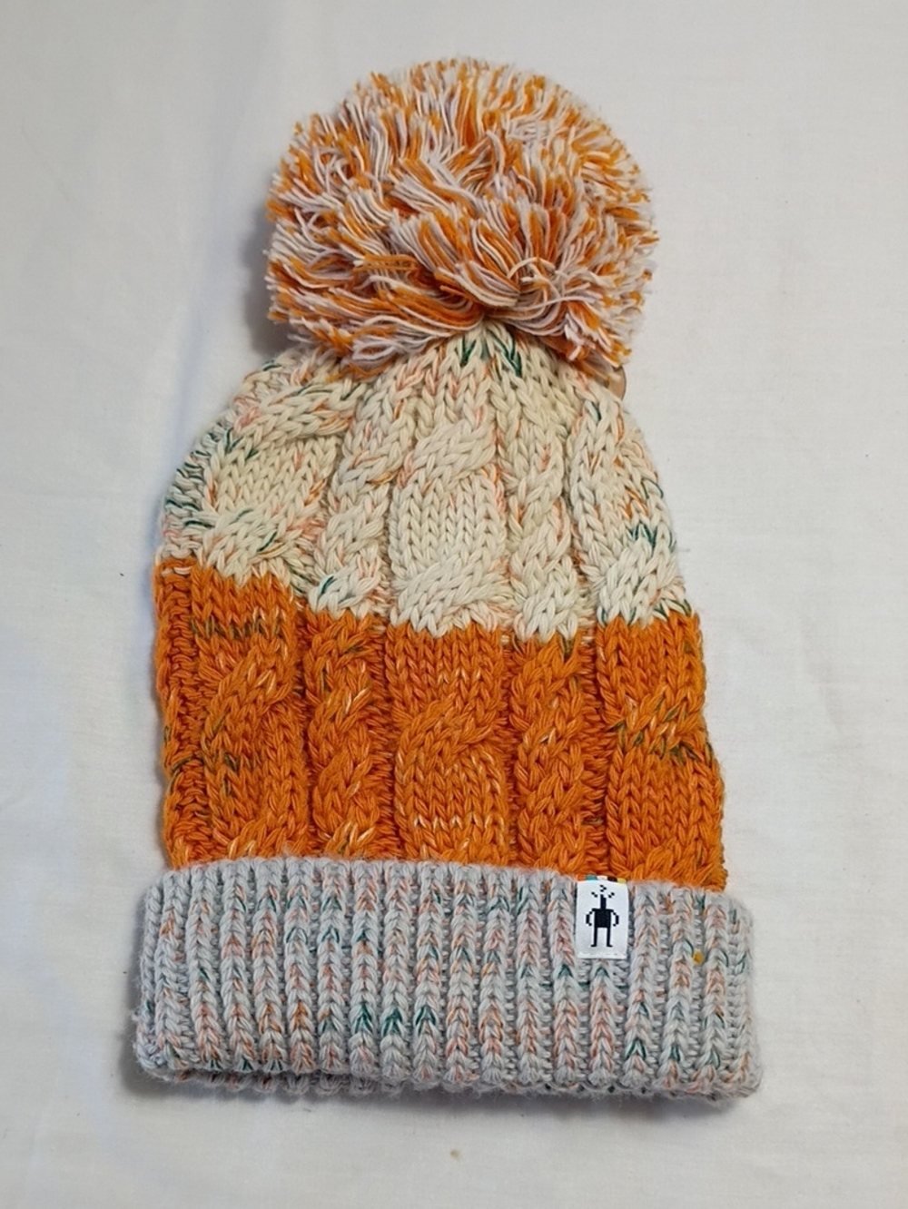 NWT Smartwool Girls Cable Knit Pom Beanie Isto Marmalade Size One Size Winter